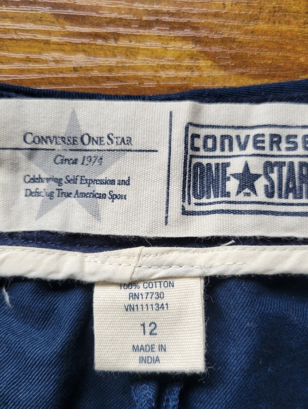 Converse One Star Chino Shorts Flat Front 100% Cotton Navy Blue Women's 12 - Picture 4 of 5